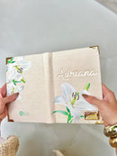 Bíblia Média Lírio em Linho + placa pequena + Cartela de índice