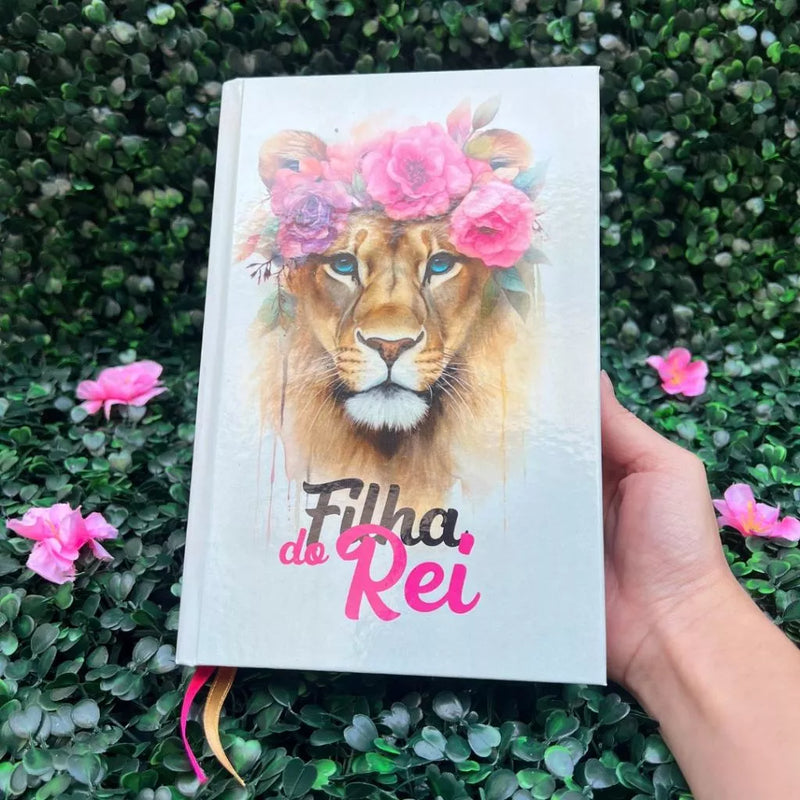 Bíblia Sagrada Feminina Filha do Rei Rosa Com Harpa e Índice