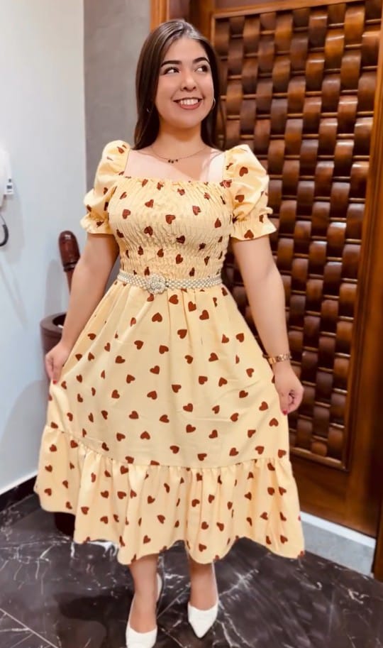 VESTIDO MID + LAÇO  CORAÇÃO