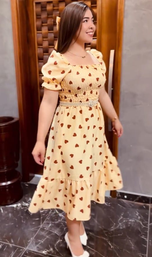 VESTIDO MID + LAÇO  CORAÇÃO