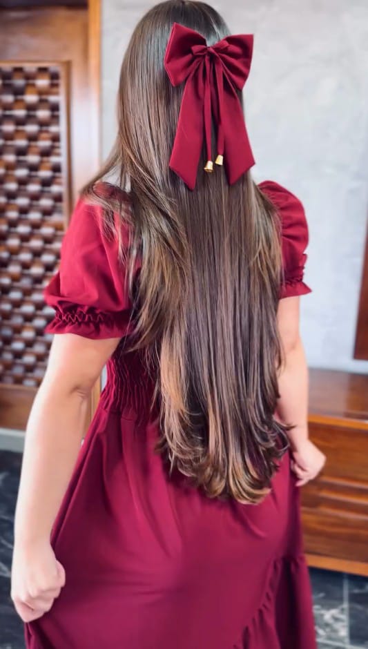 VESTIDO MID + LAÇO   VINHO