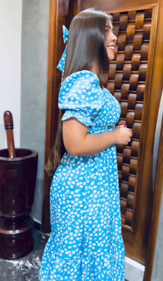 VESTIDO MID + LAÇO  AZUL