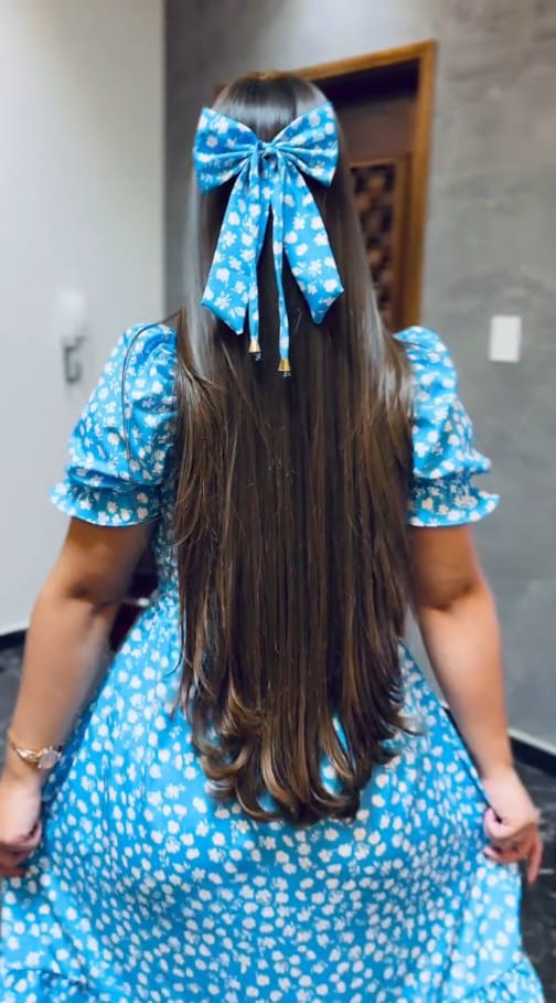VESTIDO MID + LAÇO  AZUL