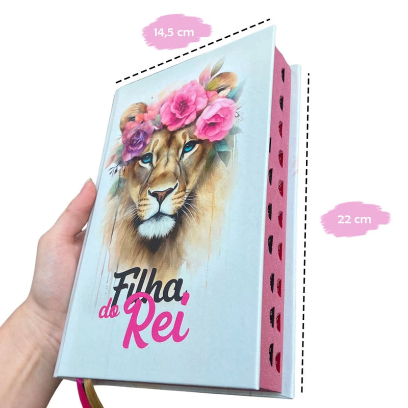 Bíblia Sagrada Feminina Filha do Rei Rosa Com Harpa e Índice